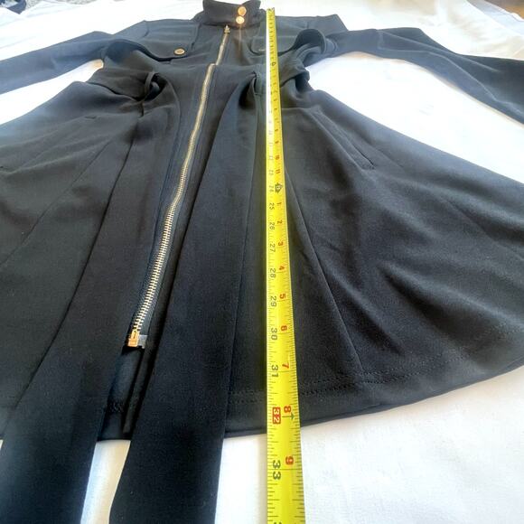 Main Strip Black Zip-Front Belted Dress Moto/Military Fit & Flare Size S - Picture 10 of 14